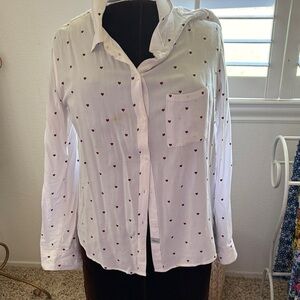 Rails White Shirt with Red Heart Print
